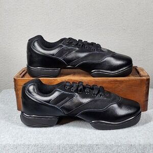 Revolution Dancewear Shoes Mens Size 14 Black Leather Jazz Dance Sneakers 901